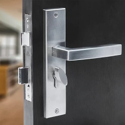 Crust INOX Premium 8inch Cys Plate Mortise Door Lock Handle Set with One Side Key Cylinder Set 3 Brass Computer Keys