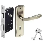 Godrej ELC 06 6 Levers Satin Steel Door Handle with Lock Set, 6649