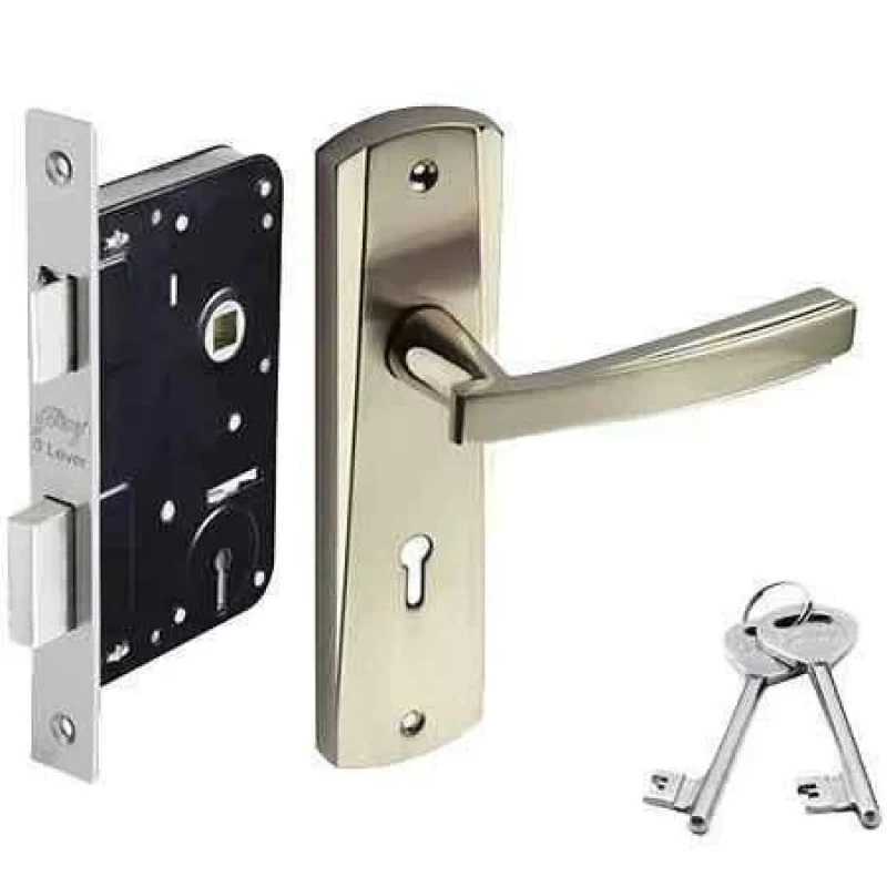 Godrej ELC 06 6 Levers Satin Steel Door Handle with Lock Set, 6649